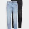 Pier One 2 PACK - Jeans Skinny Fit - Light Blue/black