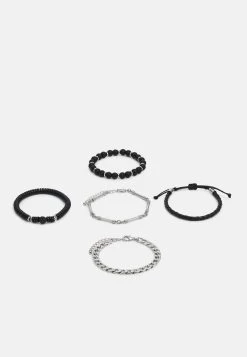 Pier One 5 PACK - Armband - Silver-coloured, Black