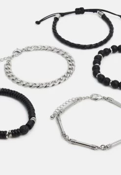 Pier One 5 PACK - Armband - Silver-coloured, Black -Pier One Verkaufsgeschäft e7fdb58dc0d346889d43460456586028